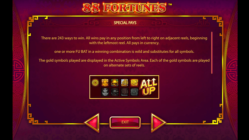 8 Fortunes Special Pays 8 Fortunes Special Pays