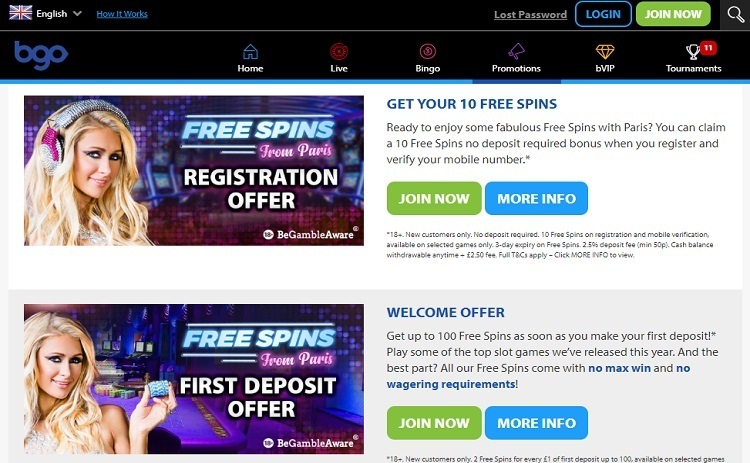 BGO casino bonus