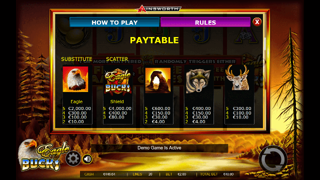 Eagle Bucks Paytable Eagle Bucks Paytable