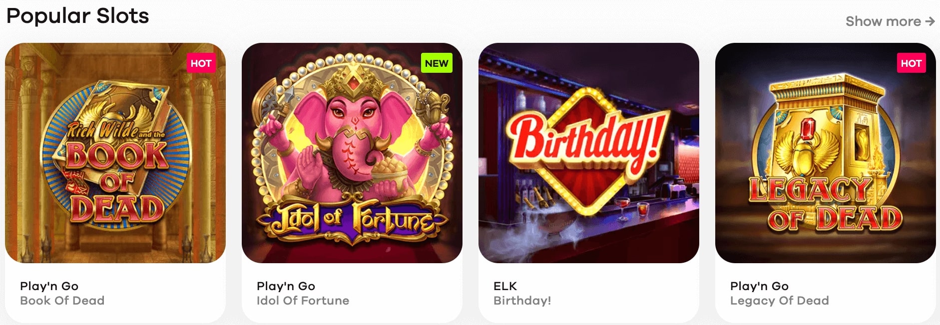 Hejgo Casino games