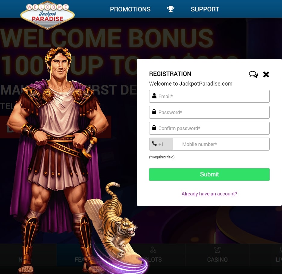 Jackpot Paradise Casino login