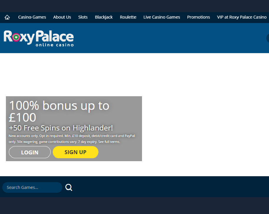 Roxy Palace casino bonus