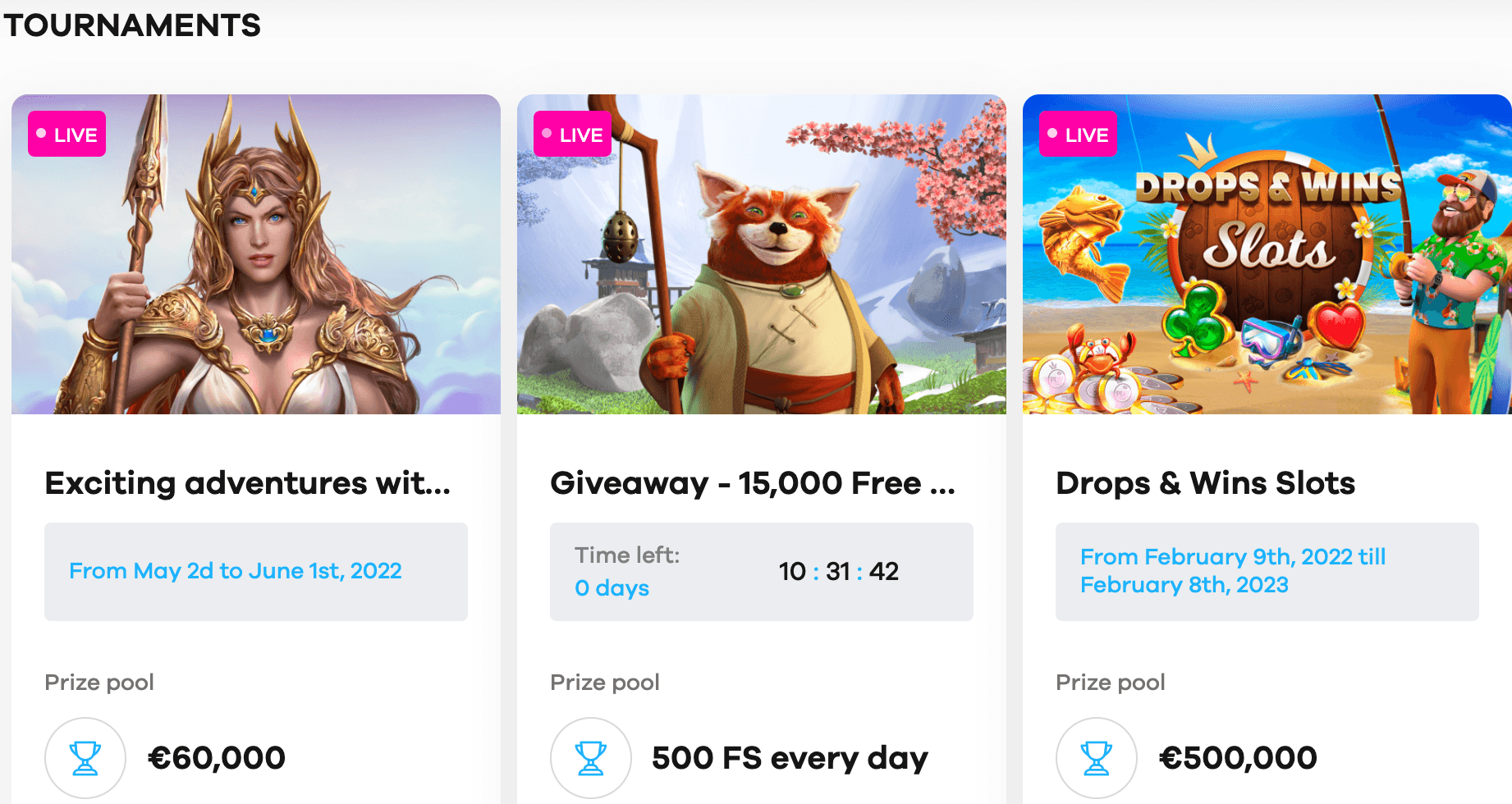 Tournaments Hejgo Casino