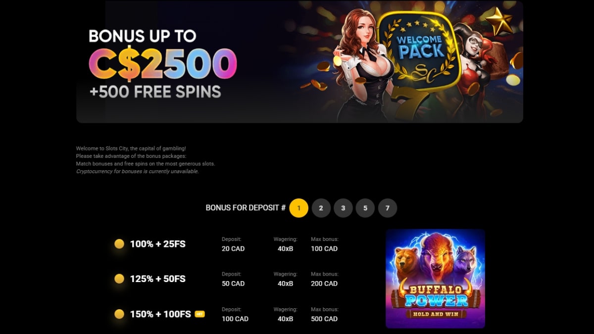 Slots City Welcome Bonus
