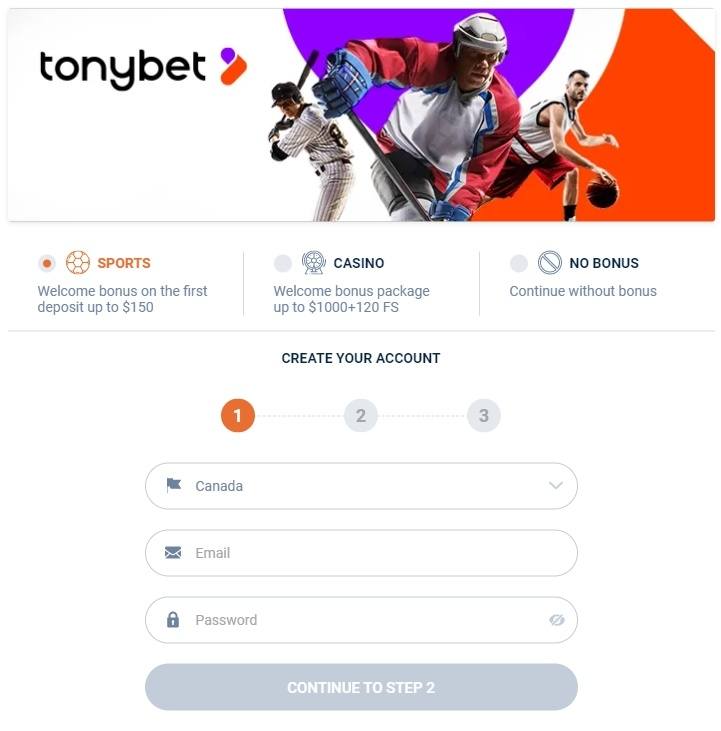 tonybet casino sign up